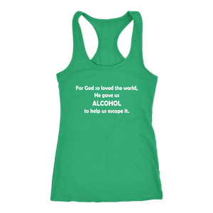 women's green alcohol tank top t-shirt