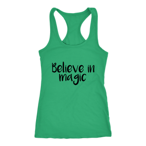 women's green believe in magic tank top t-shirt