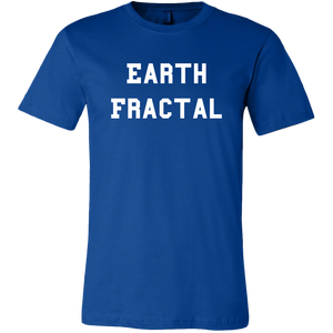 Men's blue Earth Fractal White Text T-Shirt