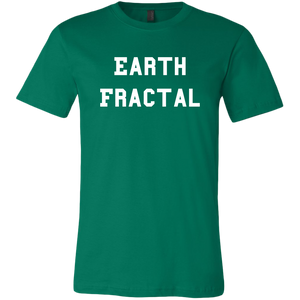 Men's green Earth Fractal White Text T-Shirt