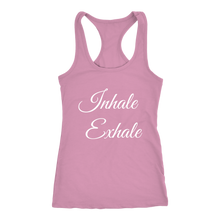 Load image into Gallery viewer, Women&#39;s Inhale Exhale T Shirt - White Text