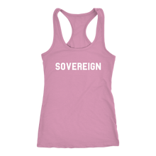 Load image into Gallery viewer, Women&#39;s Sovereign T Shirt - White Text